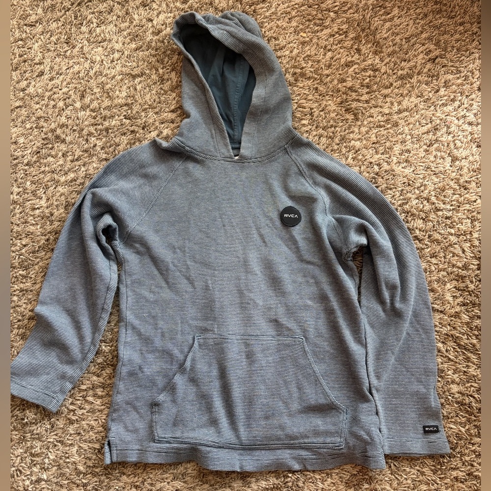 RVCA Striped Gray Blue Boys Lightweight Hoodie